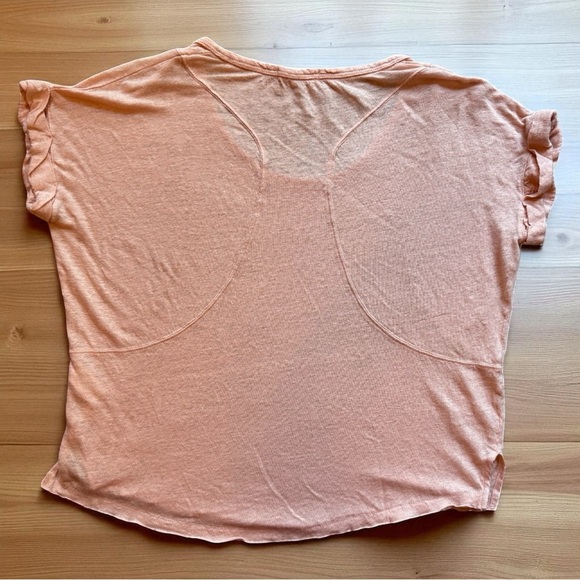 RAG & BONE Lottie Slub Knit Linen Tee – Pale Pink Peach – Raw Hem – XS - Picture 7 of 15